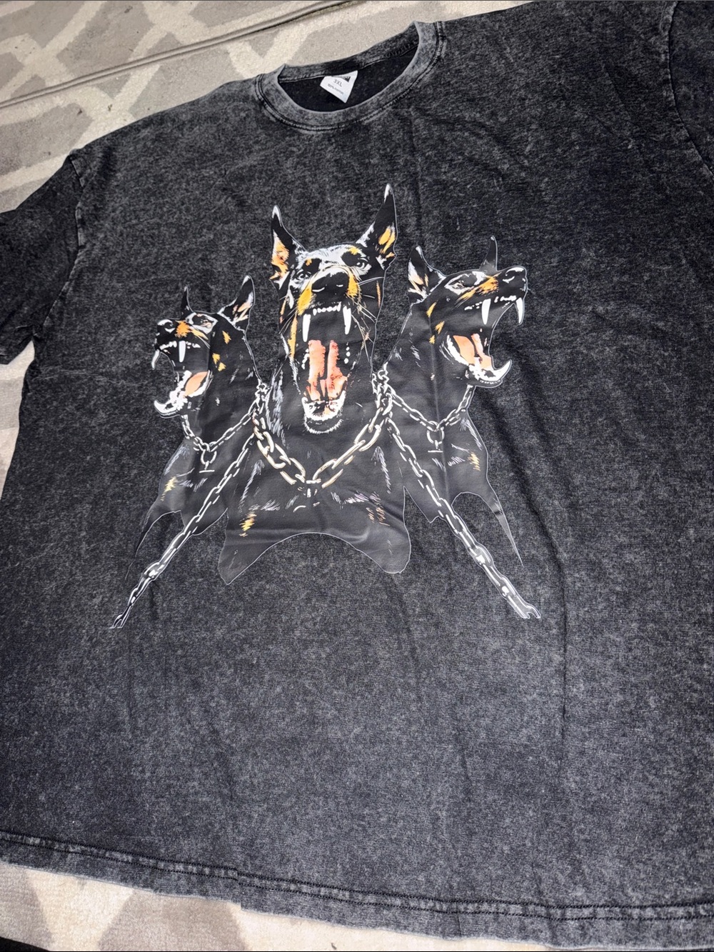 Men’s 3X Doberman print heathered grunge tee / NEW